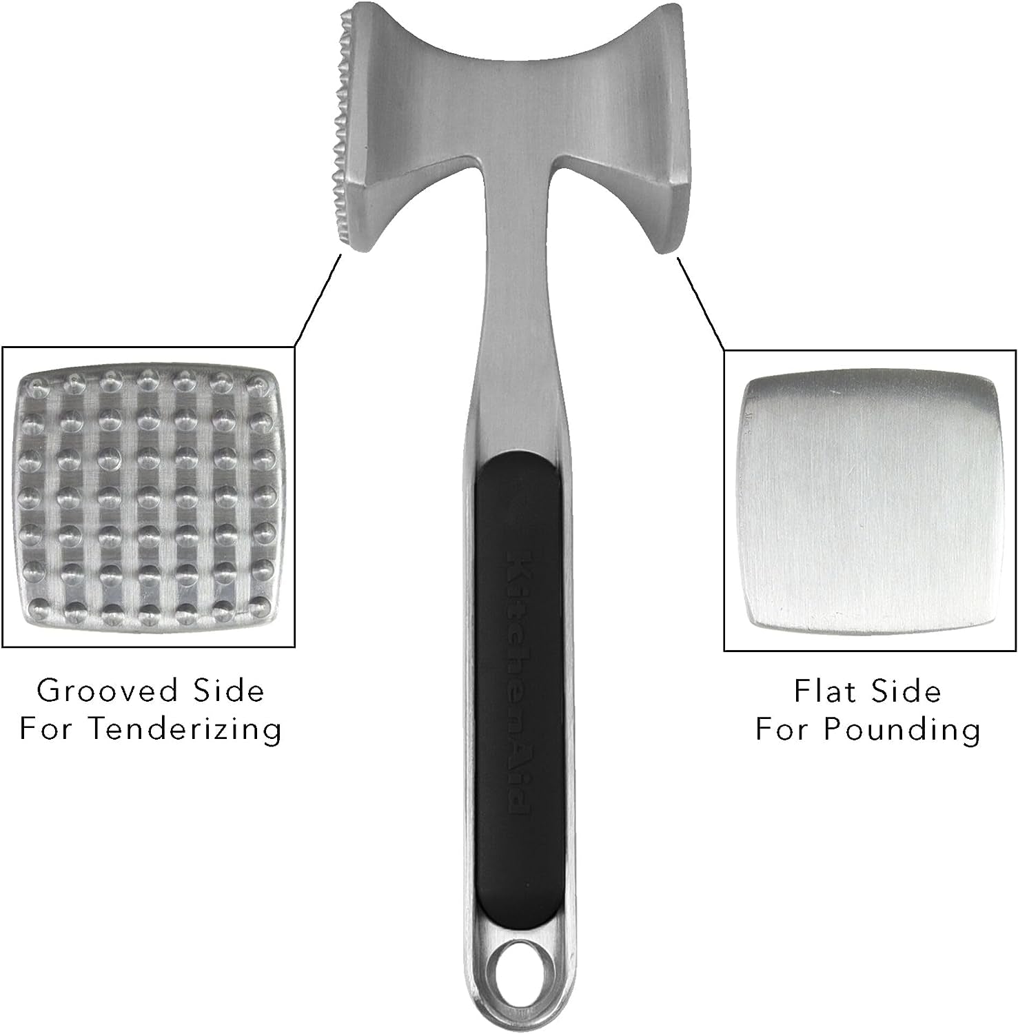 Meat Tenderizer for Pounding Meats, Nuts, Shellfish, Hang Hole for Easy Storage, Hand Wash, One Size