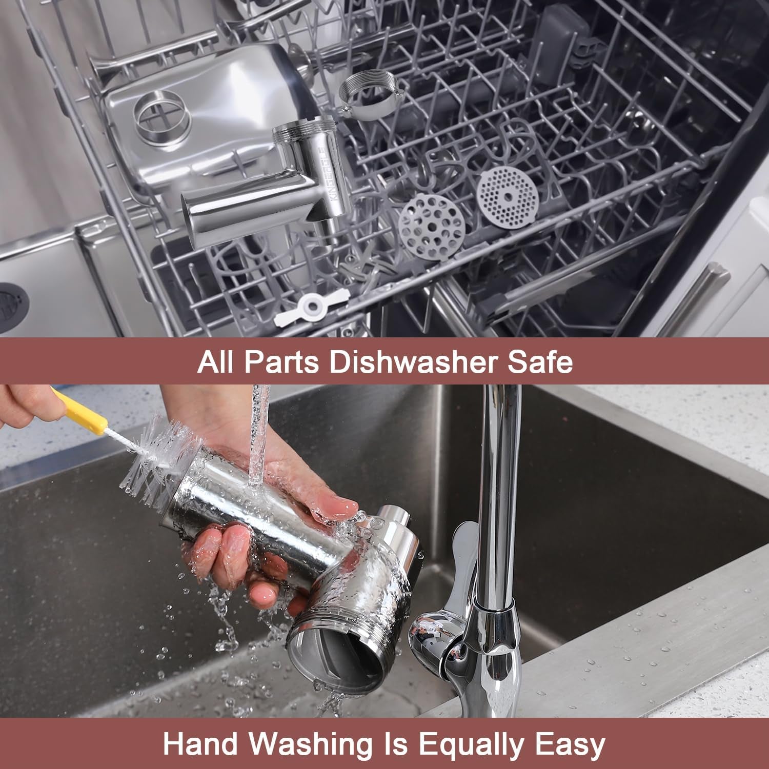 Stainless Steel Meat Grinder Attachments for Kitchenaid Mixers, Metal Food Grinder, Sausage Stuffer, Dishwasher Safe