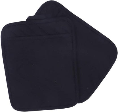 Cotton Pot Holders with Pocket, Heat Resistant Black Counter Table Hot Pads 