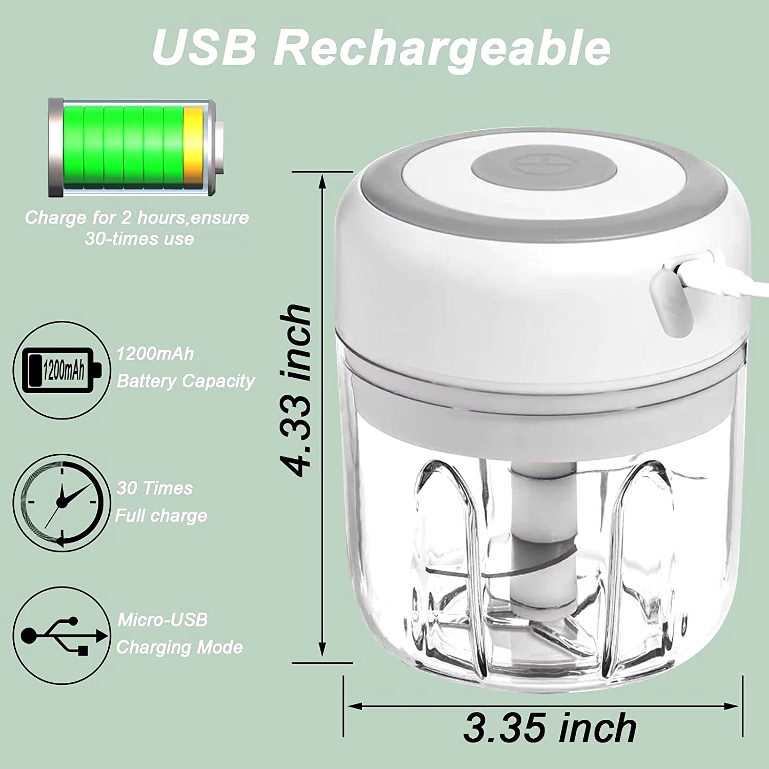 100/250ML Portable Electric Garlic Masher Crusher Garlic Chopper USB Food Kitchen Tools