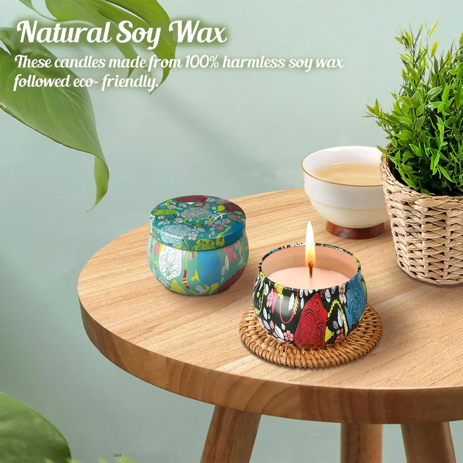 Scented Candles Gift Set, Aromatherapy Candles Gifts for Women, Lavender, Vanilla, Lemon, Jasmine, Natural Soy Wax Portable Travel Tin Candle,4 X 4.4 Oz