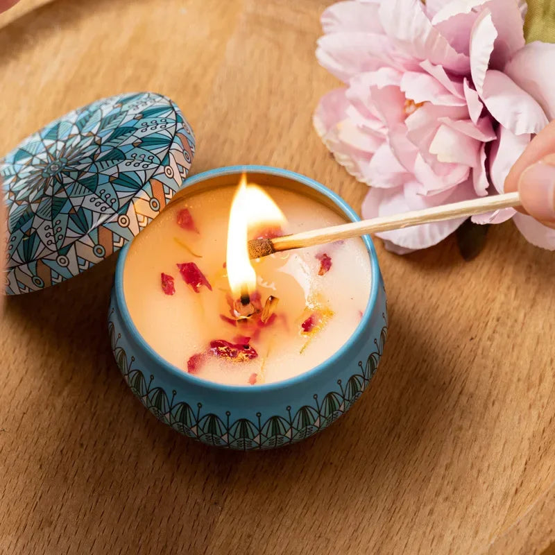 Vintage Can Candles Soy Wax Jars Scented Candle Romantic Flower Fragrance Aromatic Candle Home Decoration Wedding Birthday Gifts