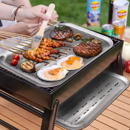 13.6”X9.65“ Stainless Steel Grill Toppers Grid (Set of 3), Grill Serving Pans, Roasting Grill Trays, All in Same Dimensions, Dishwasher Safe