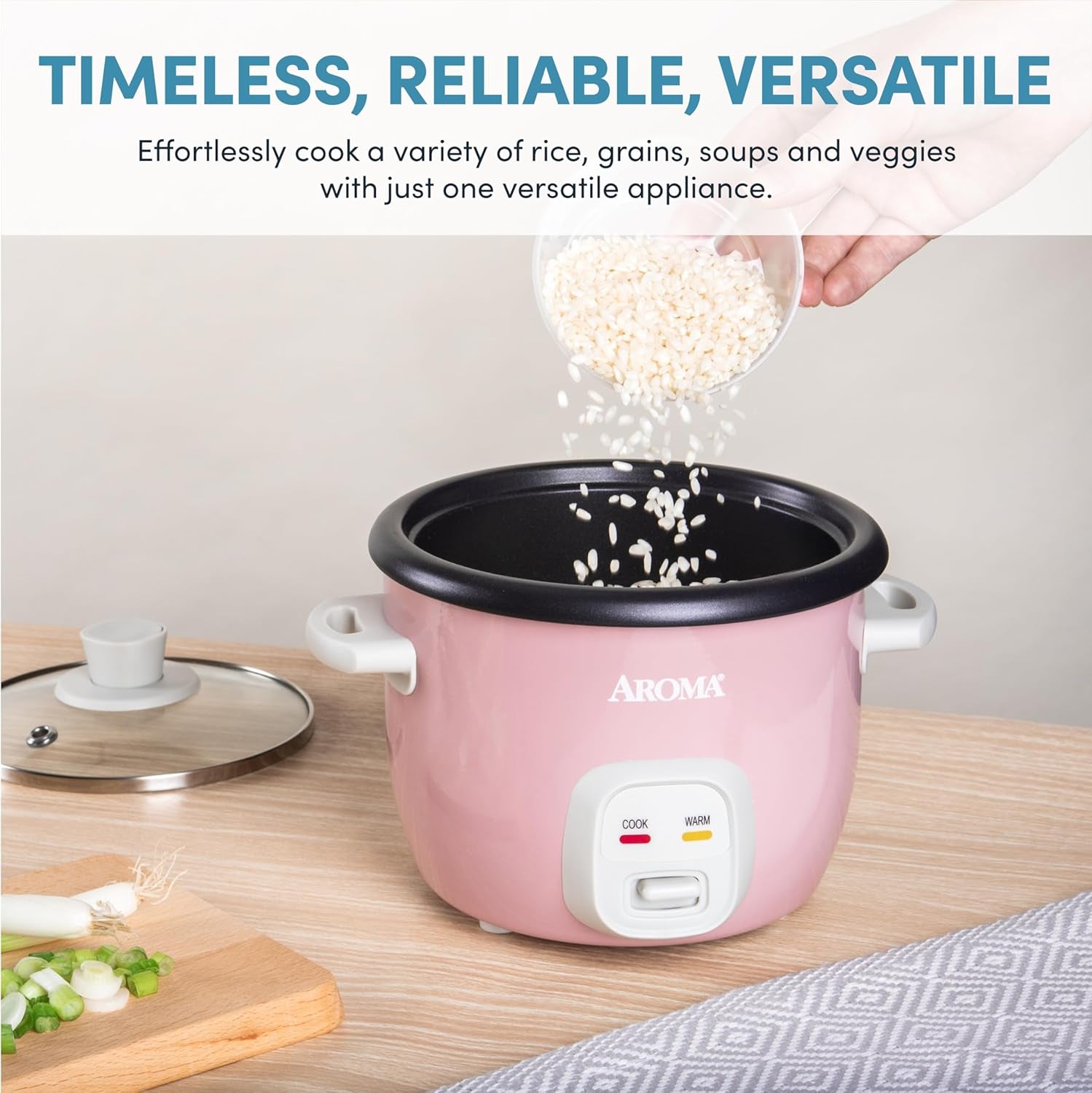Housewares 4-Cups (Cooked) / 1Qt. Rice & Grain Cooker, Pink