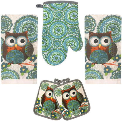 5-Piece Kitchen Linen Set (Owl Design)