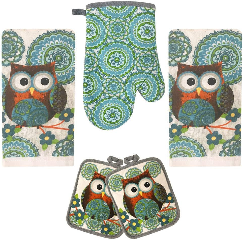 5-Piece Kitchen Linen Set (Owl Design)