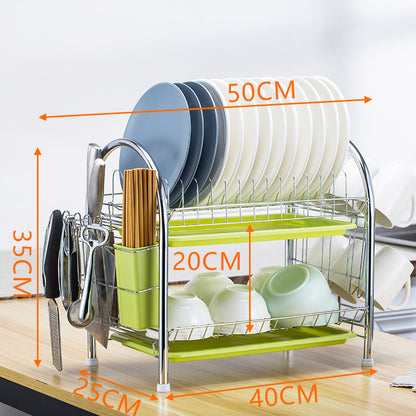 Multi-Layer Floor Draining Bowl Rack – Kitchen Shelf & Countertop Dish Storage