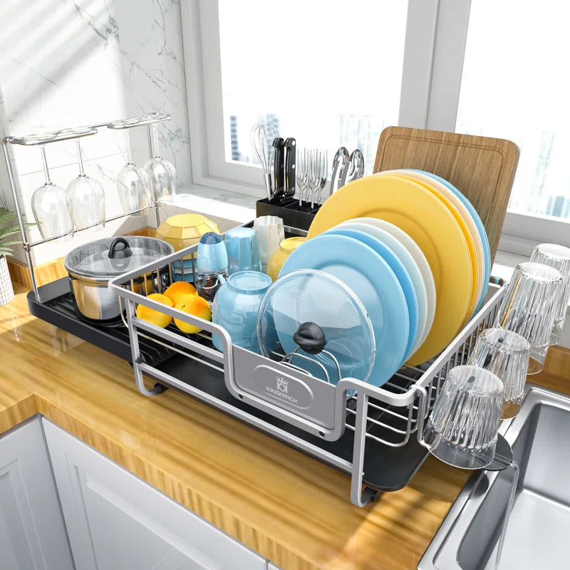 Stainless Steel Kitchen Dish Rack, Adjustable Dish Drying Rack, Plate Rack, Extra Large Capacity Dish Drainer