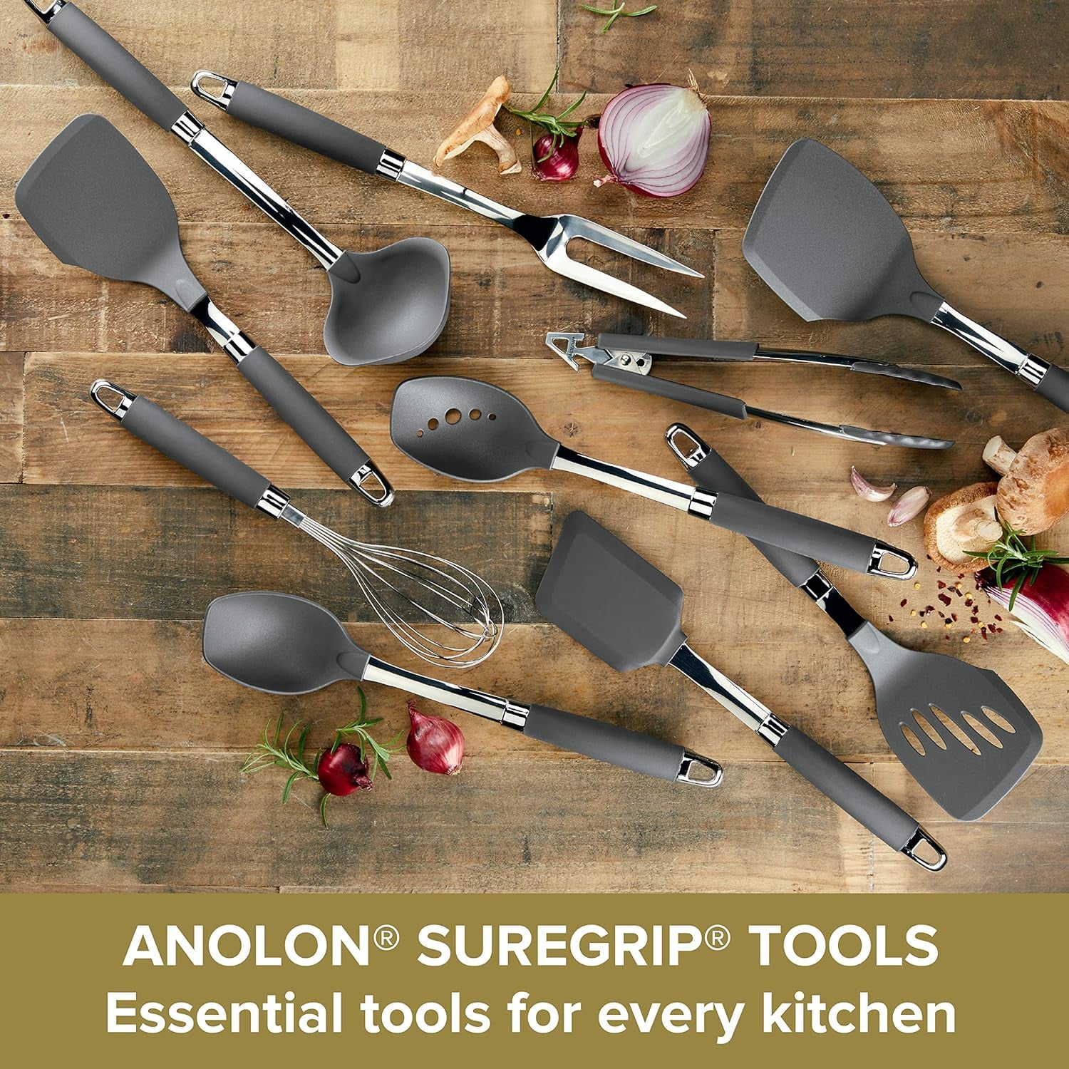 Suregrip Stainless Steel Meat Fork/Kitchen Tool, 13.25 Inch, Gray
