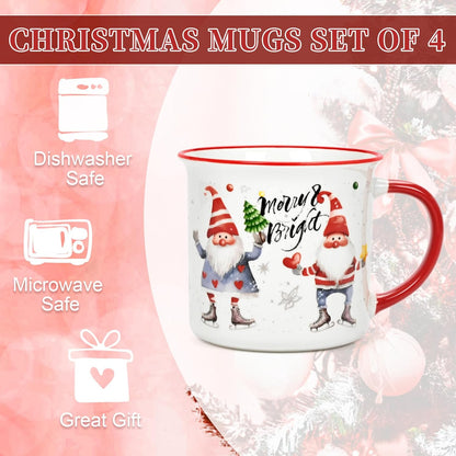 Christmas Mugs, Christmas Mugs Set of 4, Holiday Mugs, Christmas Coffee Mugs, Ch