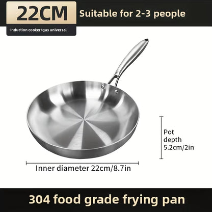 5-Ply Stainless Steel Frying Pan, Skillet Grade Pans for Cooking
