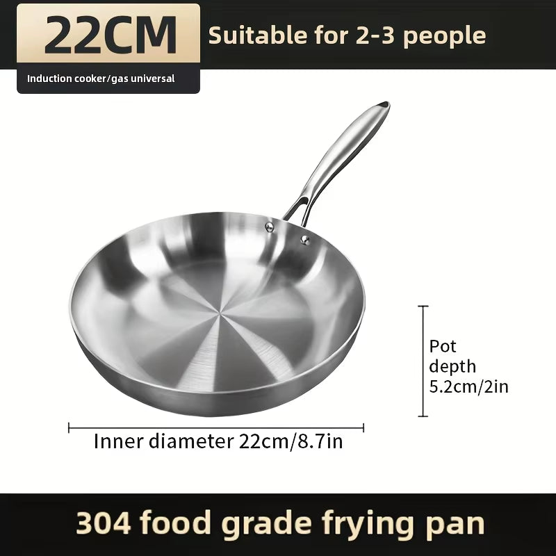 5-Ply Stainless Steel Frying Pan, Skillet Grade Pans for Cooking