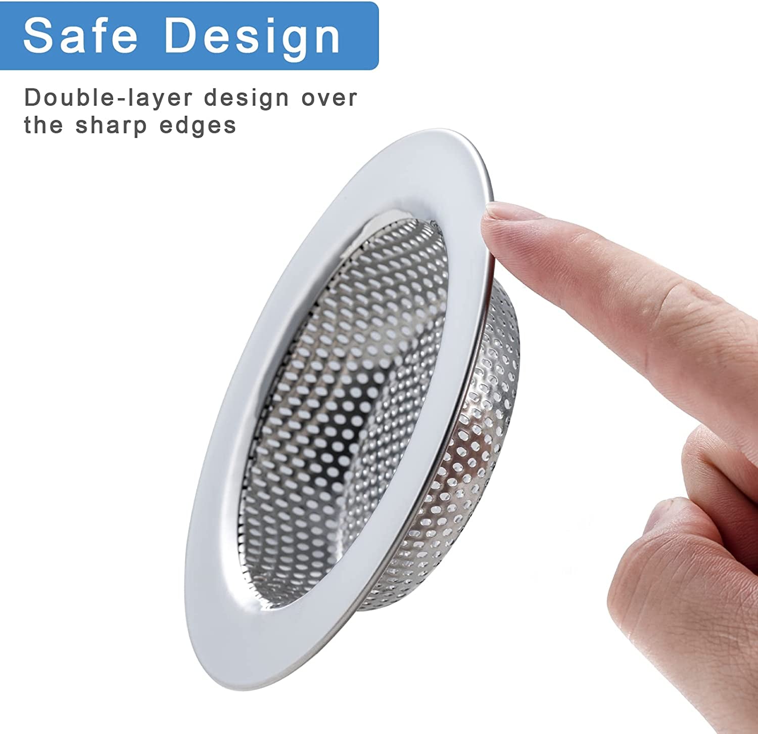 2 Pcs Sink Strainer, Upgraded Double-Layer Safe Design Kitchen Sink Strainer (Outer Diameter 4.5 Inch)