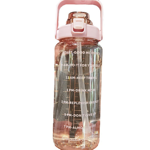 2 Liter Motivational Water Bottle with Time Markers and Straw: Crush Your Hydration Goals!