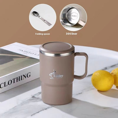 Stainless Steel Mug Cup With Cover Spoon