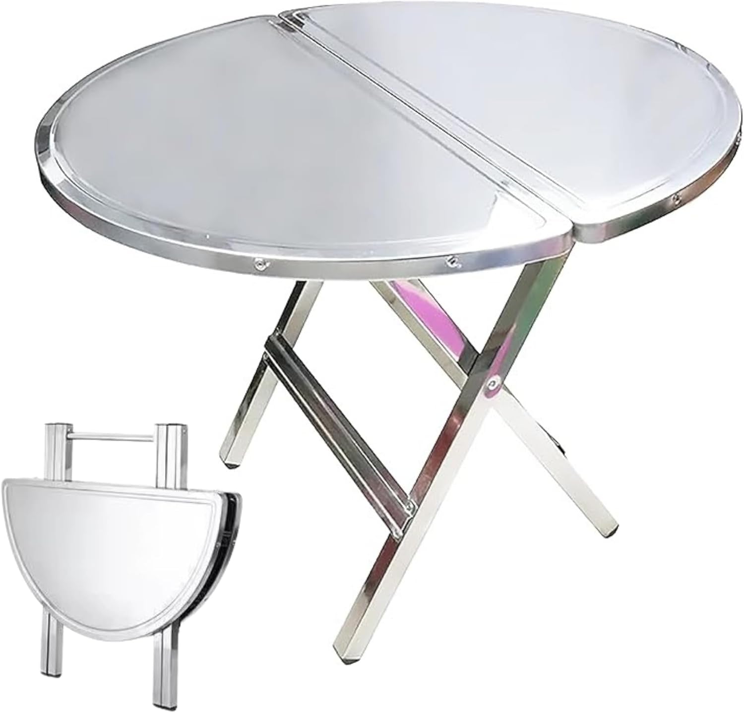 27.5" X 21.6" Stainless Steel Table – Heavy Duty Folding Table, Anti-Rust, Portable for Outdoor/Indoor Use