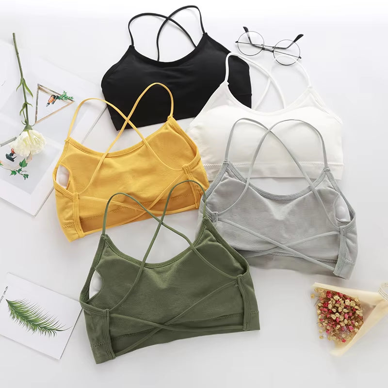 Women Top Cross Strap Sports Bra Thin Push up Sport Bra Yoga Gym Crop Top Brassiere Fitness Tube Top Breathable Beauty Back Bras