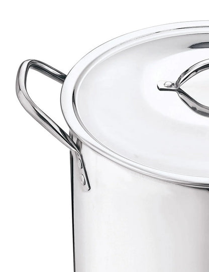 8-Qt Stainless Steel Stock Pot with Metal Lid, Ultra Durable, Stay-Cool Handles, Hand Wash Only