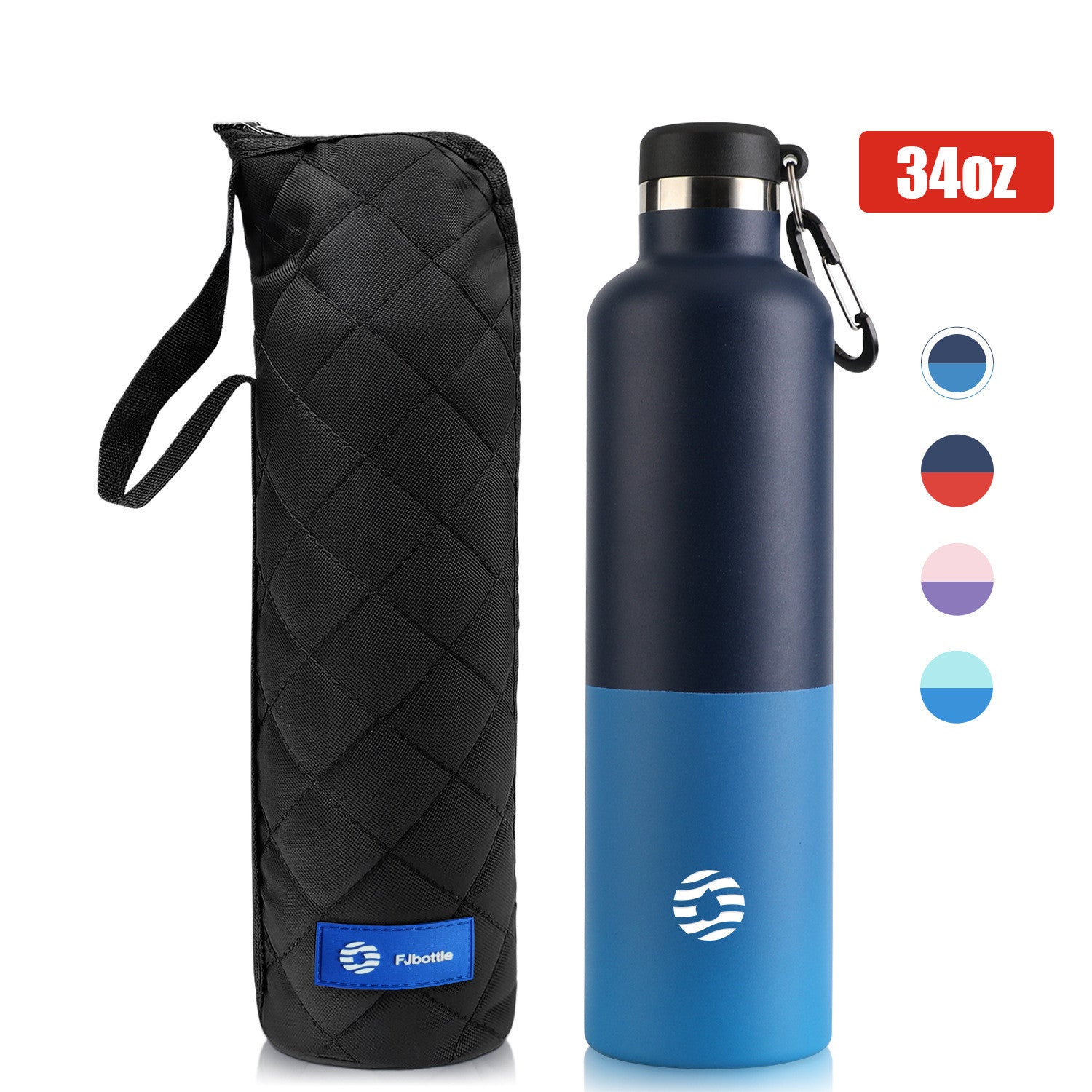 Two-Tone Insulated Sports Bottle with Carabiner