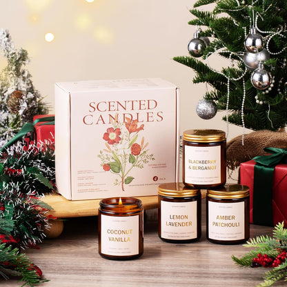 28Oz Wood Wick Candles That Crackle: 4 Pack Scented Candles for Home Scented, Aromatherapy Candle Set with Crackling Wooden Wick up to 200H Burning