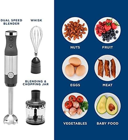 Immersion Blender | Handheld Blender 2-Speed | Interchanable Attachment | 500 Watts | Stainless Steel