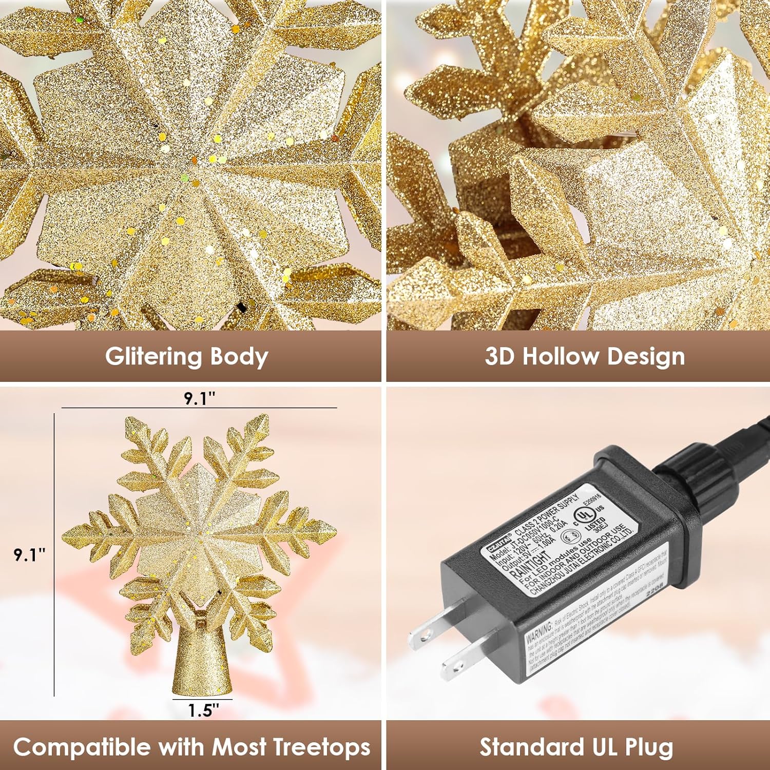 Christmas Tree Topper Lighted Star with Projector Light 6 HD Effects