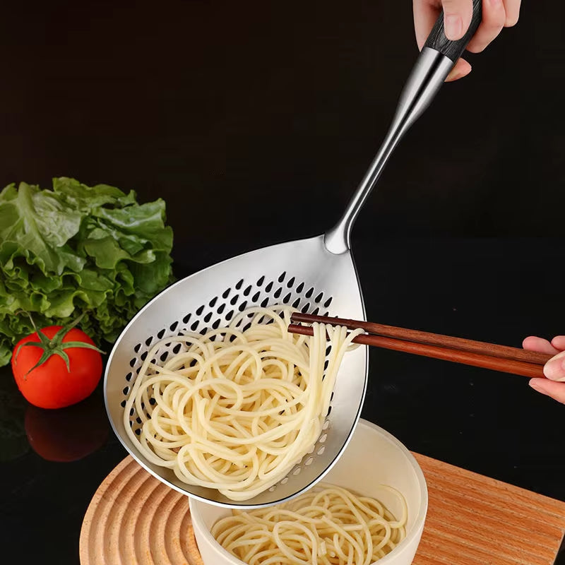 Stainless Steel Large Fine Holes Skimmer Long Handle French Fries Strainer Kitchen Utensils Cooking Tools