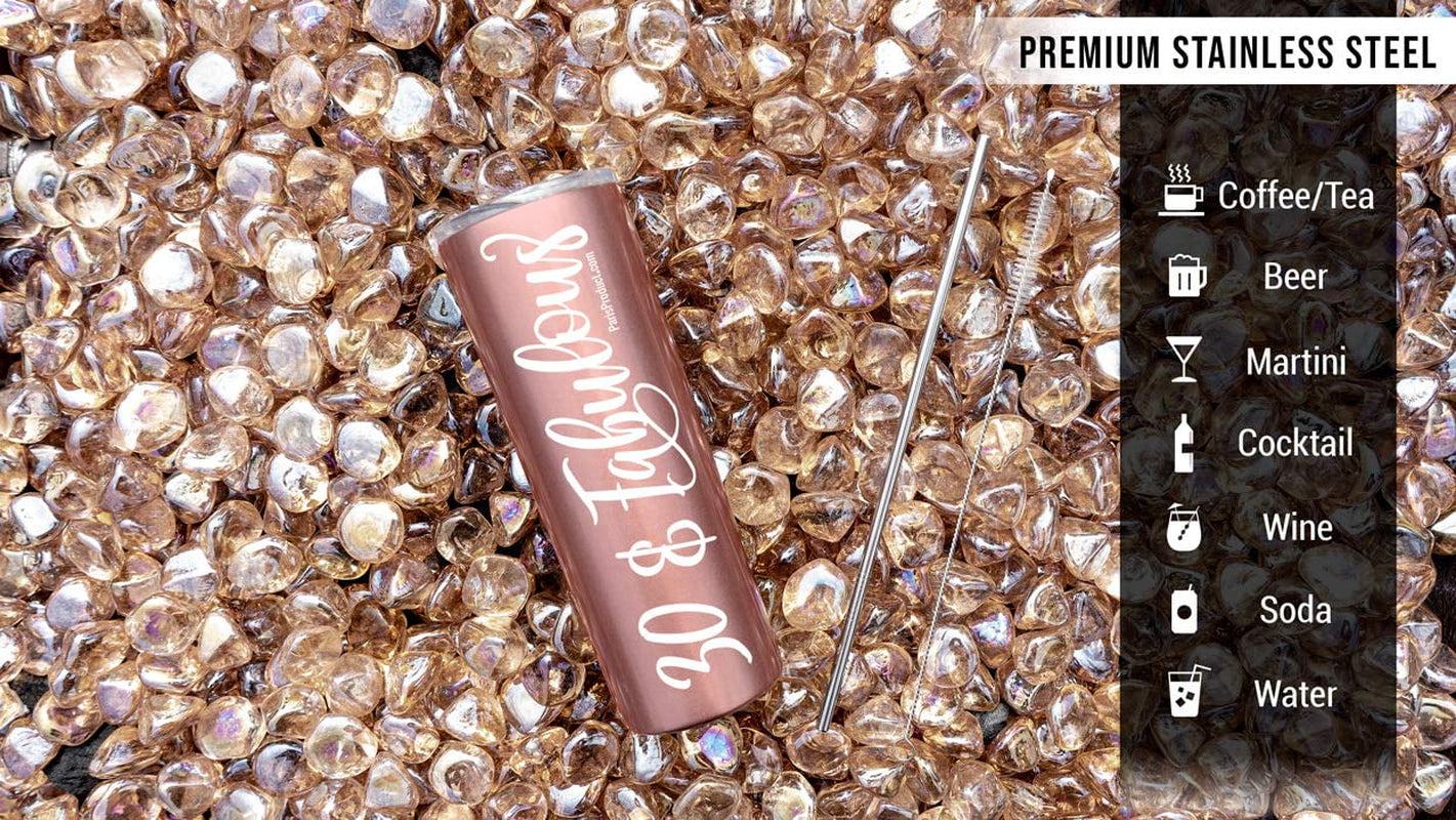 20 Oz Fabulous Stainless Steel Tumbler, Gifts for Women Skinny Tumbler with Lid and Straw