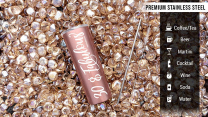 20 Oz Fabulous Stainless Steel Tumbler, Gifts for Women Skinny Tumbler with Lid and Straw