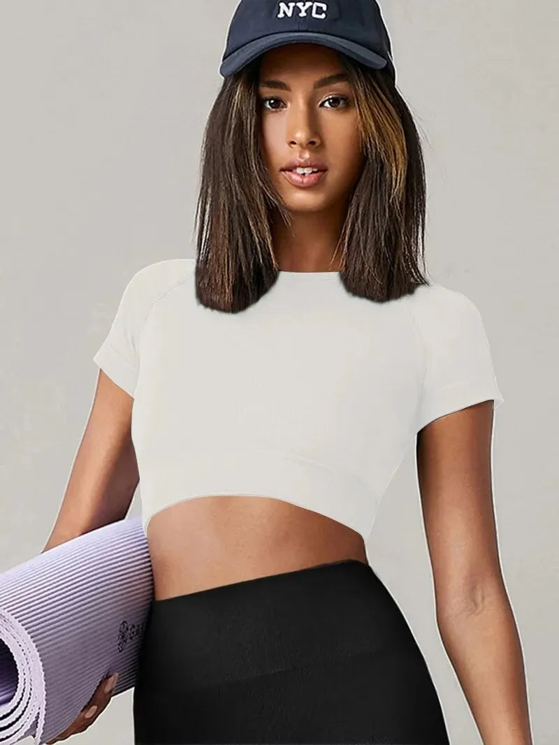 Women Seamless Fitness Short Sleeve