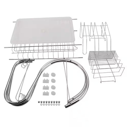 2-Tier Stainless Steel Standing Drying Dish Rack with S Shape Design, Kitchen Cutlery Holder Shelf