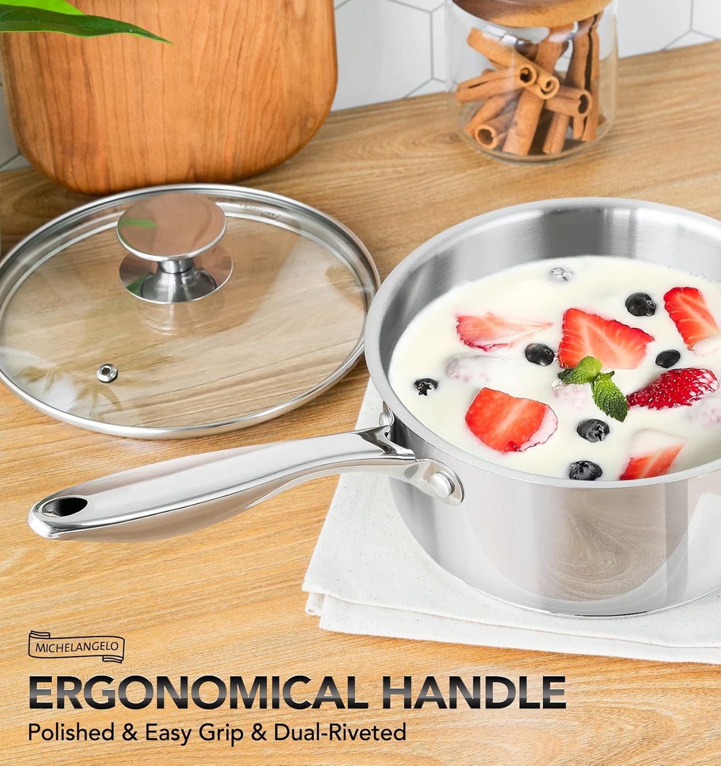 Stainless Steel Saucepan Set 1Qt & 2Qt, Induction Compatible
