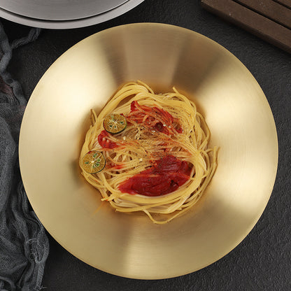 Stainless Steel Dinner Golden Round Fruit Plate