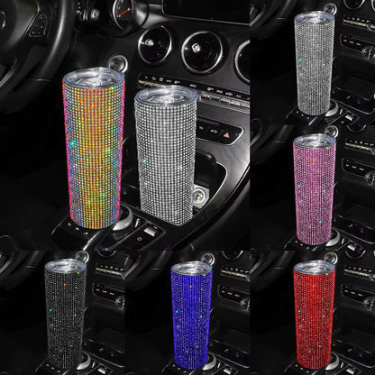 20 oz. Sparkling Diamond Stainless Steel Tumbler Cup with Lid and Straw