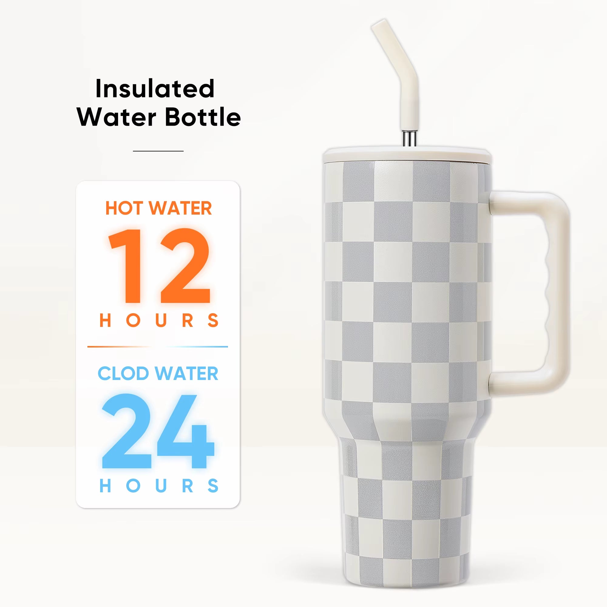 40 Oz Tumbler with Handle and Straw Lid, Insulated Stainless Steel 