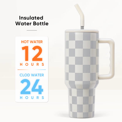40 Oz Tumbler with Handle and Straw Lid, Insulated Stainless Steel 
