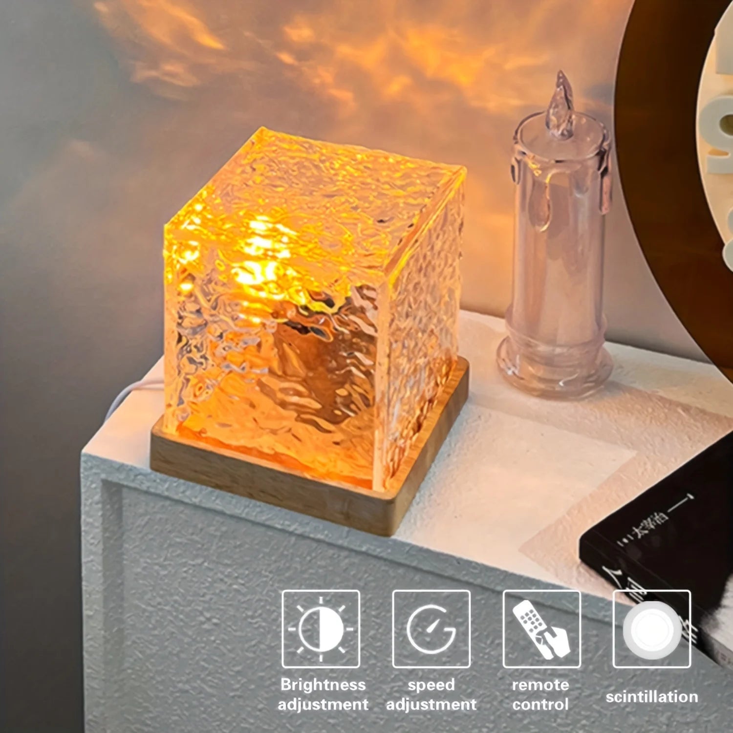 Night Light Projector,5 Brightness and 16 RGB Colors,Portable Table Bedside Desk Lamps- Remote Control, Party Decoration Suitable for Bedroom/Baby Nursery/Bathroom/Hallways/Living Room