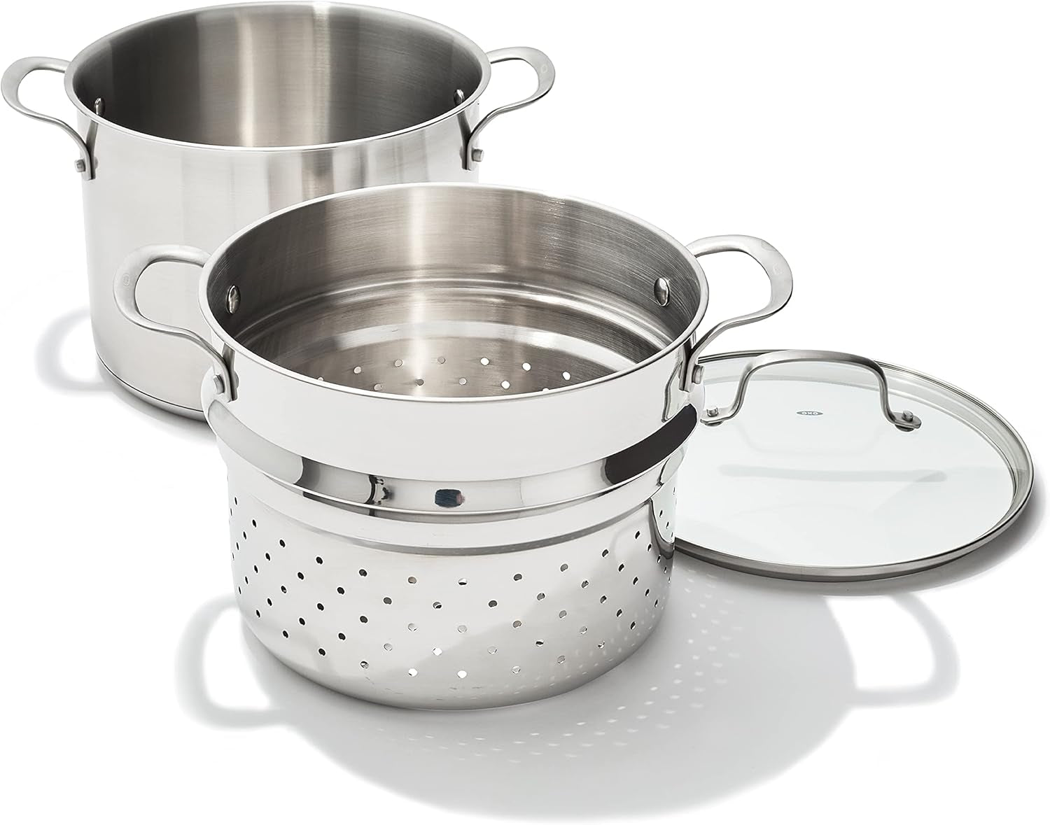 8.4QT Stainless Steel  Multipurpose Boiler Pot with Steamer Insert & Glass Lid, Dishwasher Safe