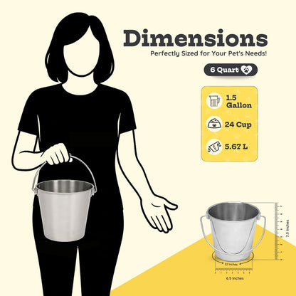 6 Quart Heavy Duty Stainless Steel round Bucket with Handle