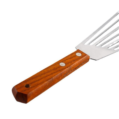 Wooden Handle Stainless Steel Household Kitchen Tool Fish Frying Shovel