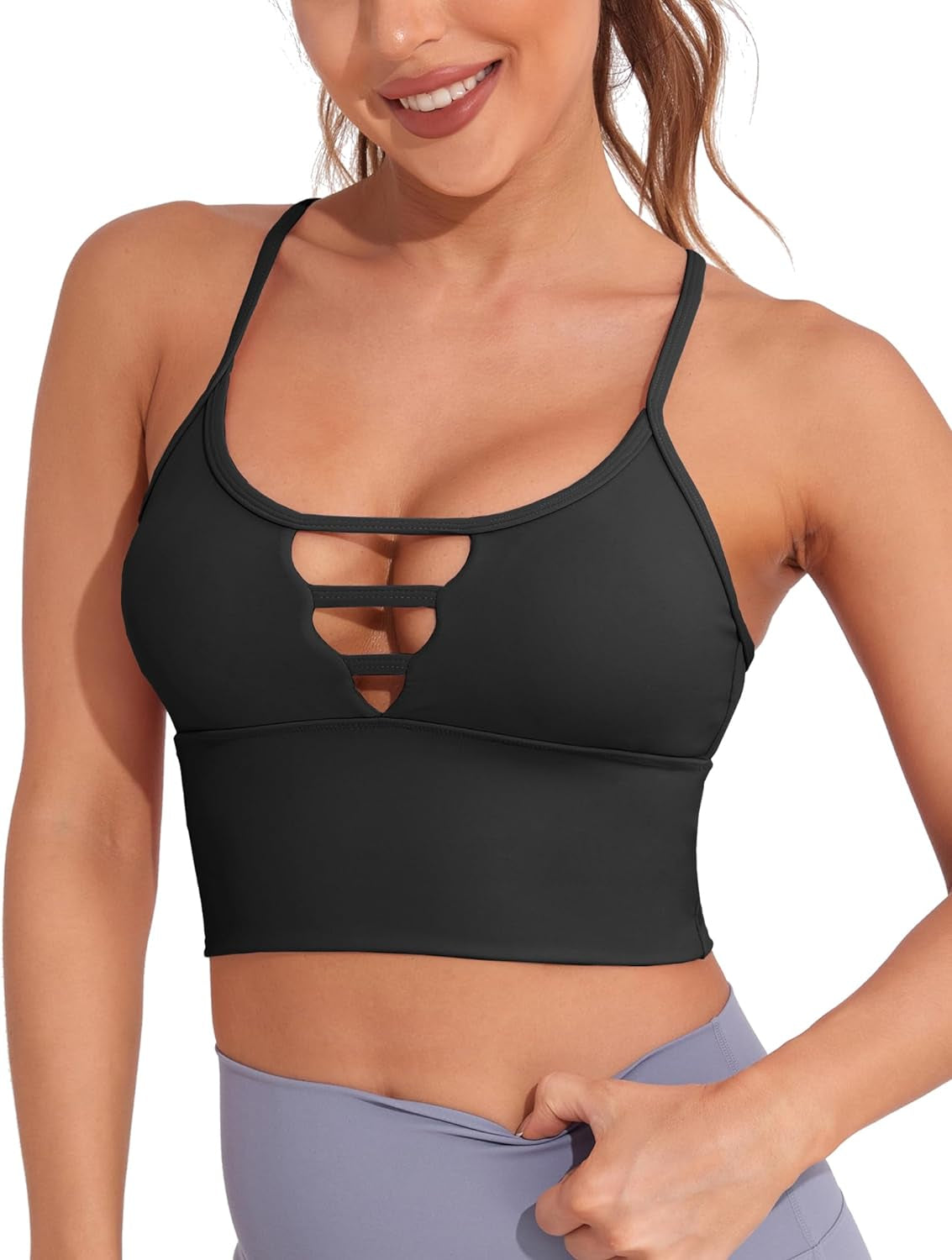 Fitness Top for Women High Support Strappy Built in Bra Padded
