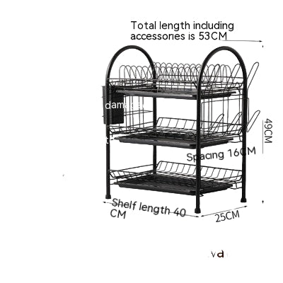 Multi-Layer Floor Draining Bowl Rack – Kitchen Shelf & Countertop Dish Storage