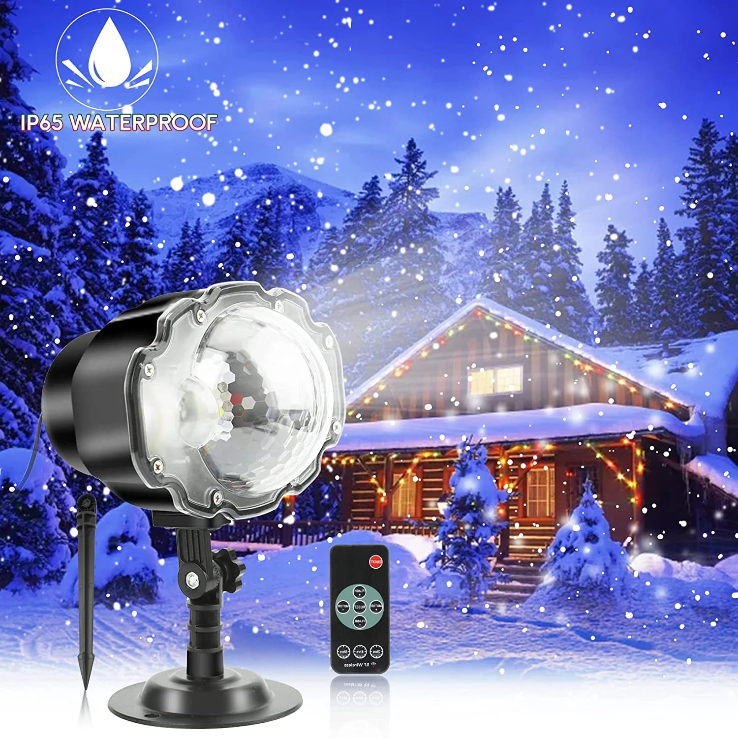 Snowfall Christmas Light Projector, Indoor Outdoor Holiday Projector Lights with Remote Control