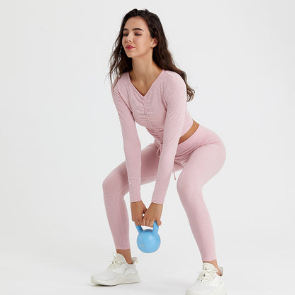 Breathable Stretch Running Fitness Suit Long-Sleeved Two-Piece Set