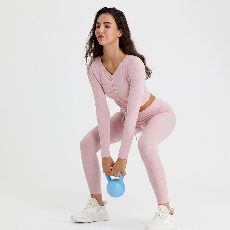 Breathable Stretch Running Fitness Suit Long-Sleeved Two-Piece Set