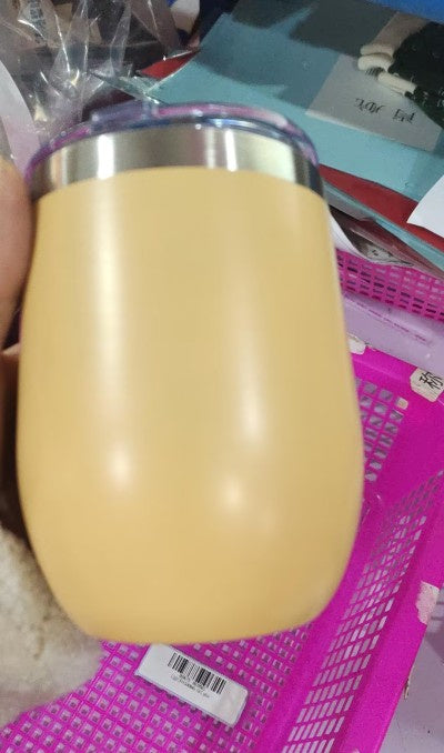 Double Stainless Steel Wine Glass – Big Belly Water Cup