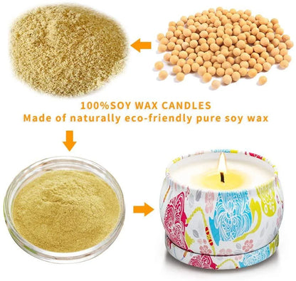 Scented Candles Gift Set, Aromatherapy Candles Gifts for Women, Lavender, Vanilla, Lemon, Jasmine, Natural Soy Wax Portable Travel Tin Candle,4 X 4.4 Oz