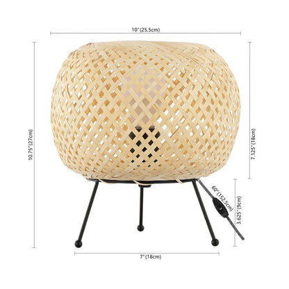 10 .75 In. Light Brown/Black Bohemian Rustic Iron/Rattan with Smart Bulb