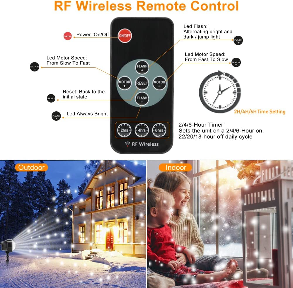 Snowfall Christmas Light Projector, Indoor Outdoor Holiday Projector Lights with Remote Control