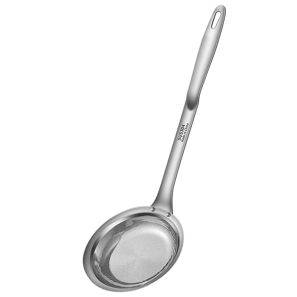 Stainless Steel Fat Skimmer Spoon Fine Mesh Grease Foam Removing Oil Dregs Fishing Percolator Fried Food Net Strainer